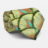 Peacock Feathers Yellow Pattern Neck Tie Krawatte (Gerollt)