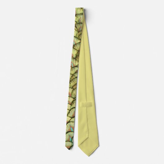 Peacock Feathers Yellow Pattern Neck Tie Krawatte (Rückseite)