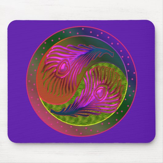Peacock Feathers Yin Yang 2 Mousepad (Vorne)