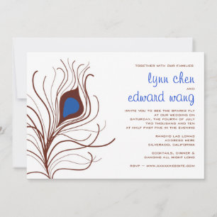 Peacock Feder Wedding Einladung - Kobaltblau