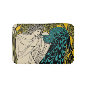 Peacock Fine Art Bird Nouveau Badematte