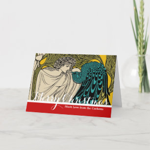 Peacock Fine Art Bird Nouveau Feiertagskarte