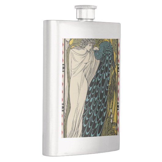 Peacock Fine Art Bird Nouveau Flachmann (Rechts)