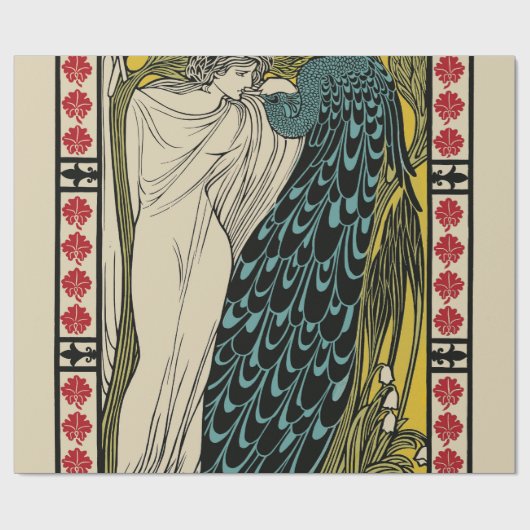 Peacock Fine Art Bird Nouveau Geschenkpapier (Flach)