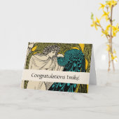 Peacock Fine Art Bird Nouveau Karte (Gelbe Blume)