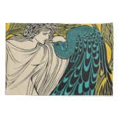Peacock Fine Art Bird Nouveau Kissenbezug (Rückseite)