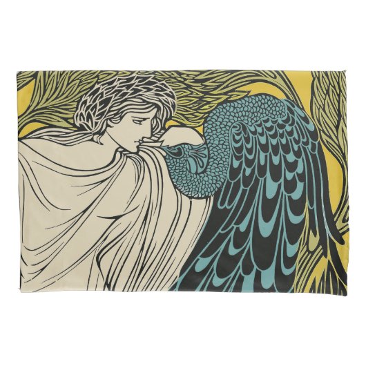 Peacock Fine Art Bird Nouveau Kissenbezug (Vorderseite)