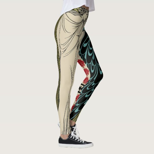 Peacock Fine Art Bird Nouveau Leggings (Rechts)