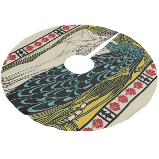 Peacock Fine Art Bird Nouveau Polyester Weihnachtsbaumdecke (Schrägansicht)