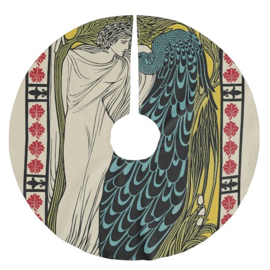 Peacock Fine Art Bird Nouveau Polyester Weihnachtsbaumdecke (Vorderseite)