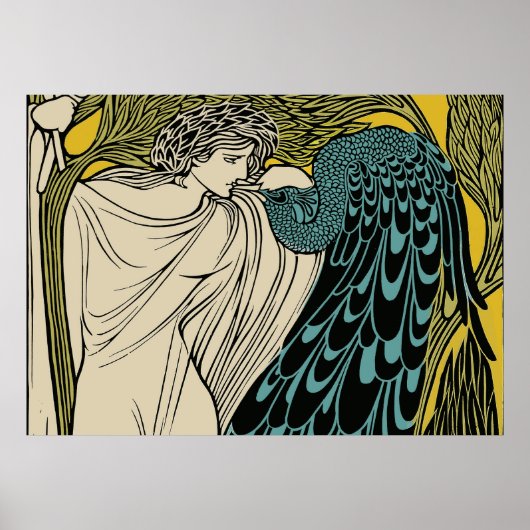 Peacock Fine Art Bird Nouveau Poster (Vorne)