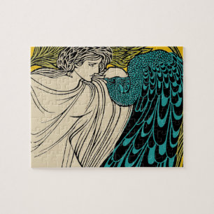 Peacock Fine Art Bird Nouveau Puzzle