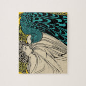 Peacock Fine Art Bird Nouveau Puzzle (Vertikal)