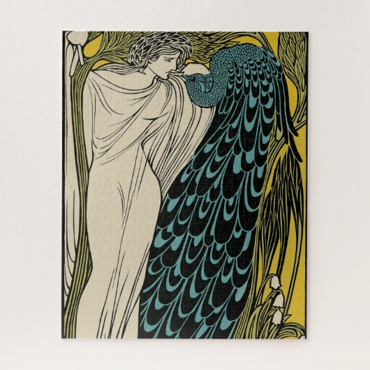 Peacock Fine Art Bird Nouveau Puzzle (Vertikal)
