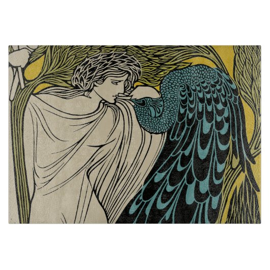 Peacock Fine Art Bird Nouveau Schneidebrett (Vorderseite)