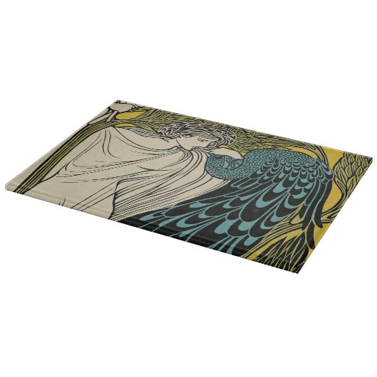 Peacock Fine Art Bird Nouveau Schneidebrett (Ecke)