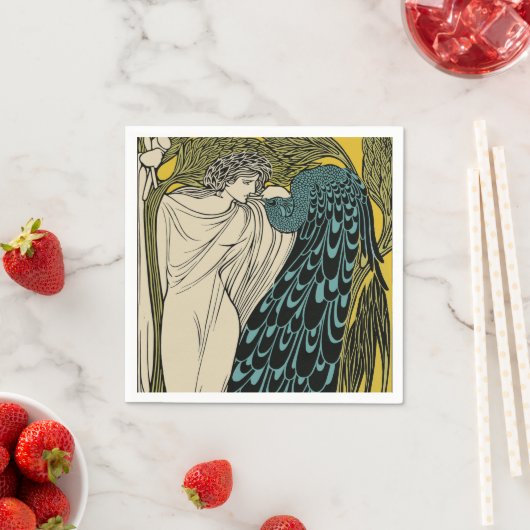 Peacock Fine Art Bird Nouveau Serviette (Beispiel)