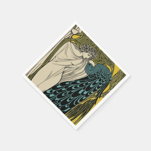 Peacock Fine Art Bird Nouveau Serviette (Ecke)