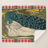 Peacock Fine Art Bird Nouveau Sherpadecke (Vorderseite (Horizontal))