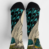 Peacock Fine Art Bird Nouveau Socken (Oben)