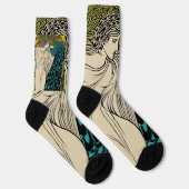 Peacock Fine Art Bird Nouveau Socken (Rechts)