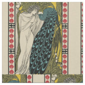 Peacock Fine Art Bird Nouveau Stoff (Nahaufnahme)