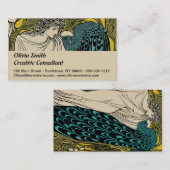 Peacock Fine Art Bird Nouveau Visitenkarte (Vorne/Hinten)