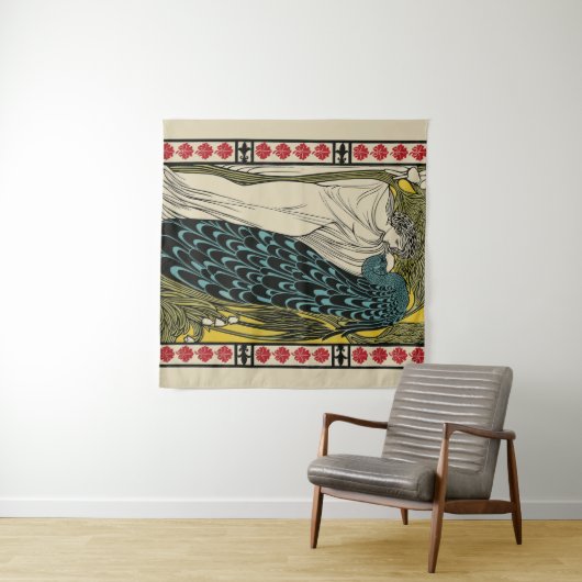 Peacock Fine Art Bird Nouveau Wandteppich (Beispiel (Horizontal))