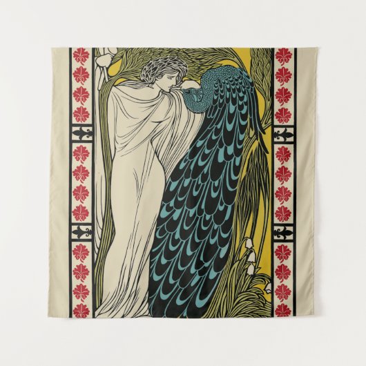 Peacock Fine Art Bird Nouveau Wandteppich (Vorderseite)