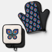 Peacock Flame (Pattern) Ofenhandschuh & Topflappen-Set (Vorderseite/Rückseite)