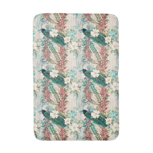Peacock Floral Badematte (Vorderseite Vertikal)