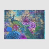 PEACOCK FLORAL COLLAGE DECOUPAGE SEIDENPAPIER (Vorderseite)