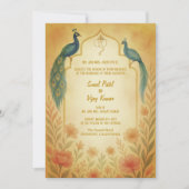 Peacock Floral Indian Hindu Wedding QR Code Einladung (Vorderseite)