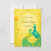 Peacock Floral Indian Wedding Danke Card (Vorderseite)