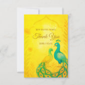 Peacock Floral Indian Wedding Danke Card (Vorderseite)