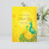 Peacock Floral Indian Wedding Danke Card (Stehend Vorderseite)
