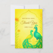 Peacock Floral Indian Wedding Danke Card (Vorderseite)
