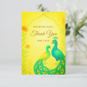 Peacock Floral Indian Wedding Danke Card (Stehend Vorderseite)