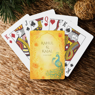 Peacock Floral Indian Wedding Spielkarten