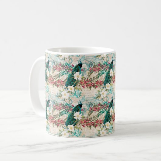 Peacock Floral Kaffeetasse (Vorderseite Links)