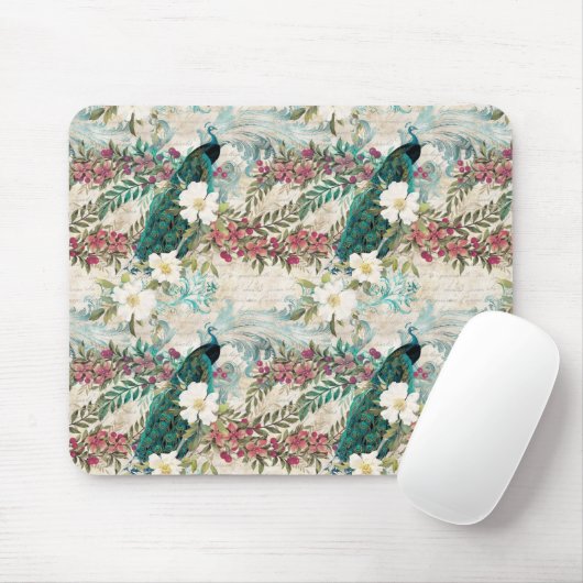 Peacock Floral Mousepad (Mit Mouse)