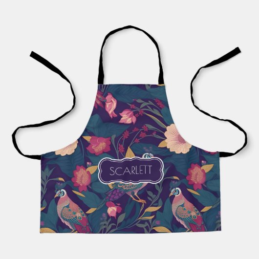 Peacock Floral Personalisiertes Muster Schürze (Vorderseite)