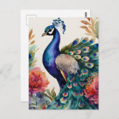 Peacock Floral Postkarte (Vorne/Hinten)