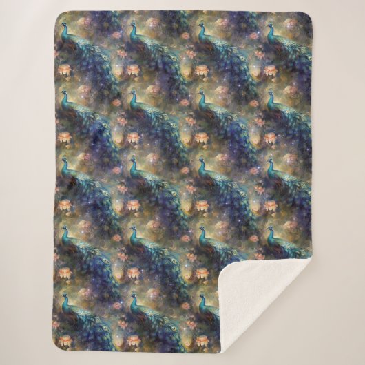 Peacock Floral Sherpadecke (Vorderseite)