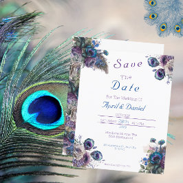 Peacock Floral Thema Save the Date Einladung