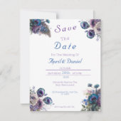 Peacock Floral Thema Save the Date Einladung (Vorderseite)