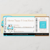 Peacock / Flowers Boarding Pass Wedding Invitation Einladung (Vorne/Hinten)