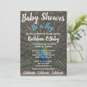 PEACOCK FOTO BABY BOY SHOWER EINLADUNG (Stehend Vorderseite)