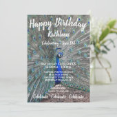 PEACOCK FOTO GEBURTSTAG FEIERUNGSEINLADUNG EINLADUNG (Stehend Vorderseite)