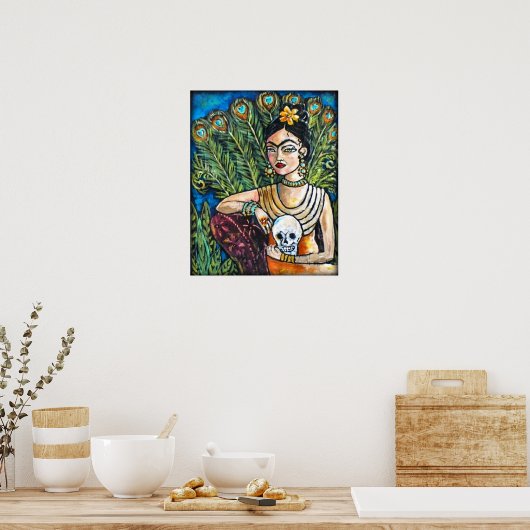 Peacock Frida Kahlo und Skull Poster (Küche)